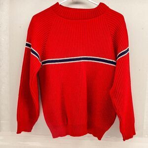 Vintage Colorado Knits Red Blue 100% Virgin Wool Ski Snowboard Sweater Size S